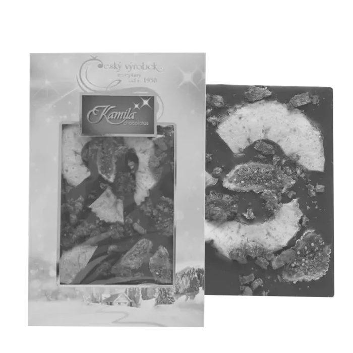 KAMILA CHOCOLATES Čokoláda tabulková hořká s jablky a malinami 70g